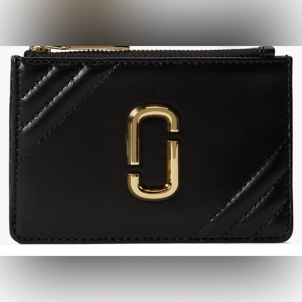 MARC JACOBS SNAPSHOT WALLET GOOD CONDITION BLACK LEATHER/ gold